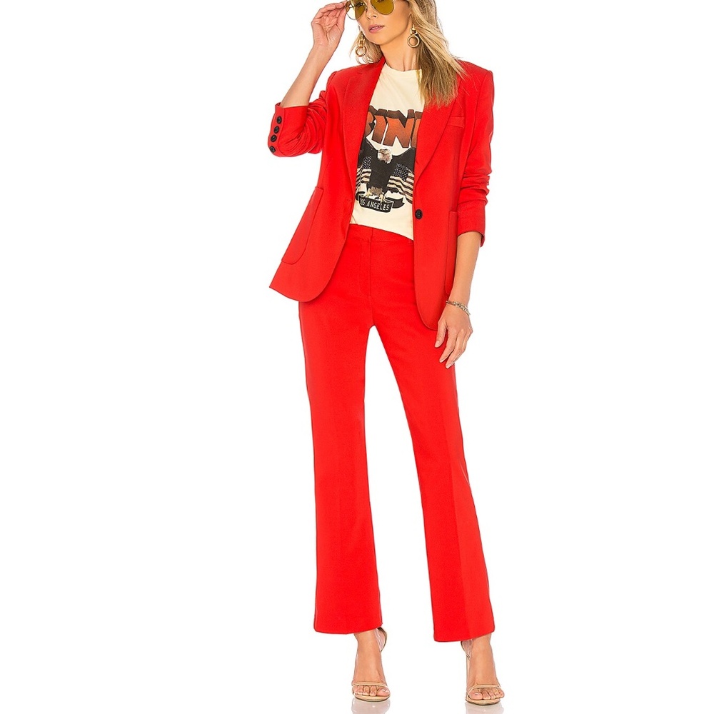 NWOT Anine Bing Frankie Bootcut Cropped Mid Rise Pants Red Size XS